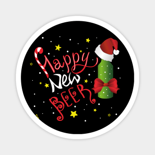 Happy new beer Christmas humorous lettering Magnet